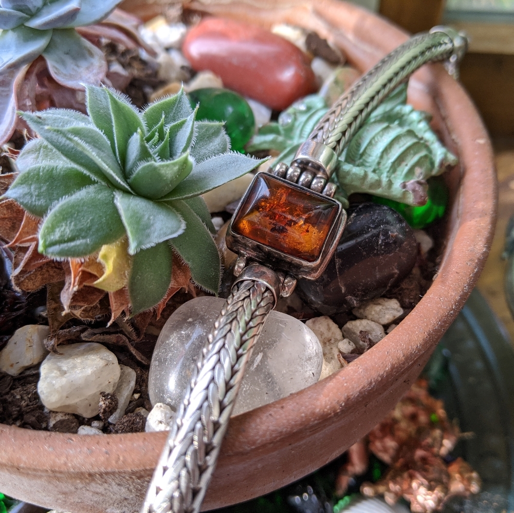 Sterling silver and Baltic amber bracelet classy